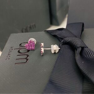 Monaco Fuchsia Heart Stud Earrings